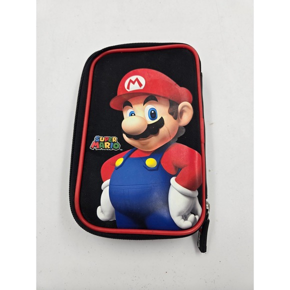 Nintendo Other - Nintendo 3DS Super Mario Bros Hard Shell Travel Carrying Case Black Red Zip